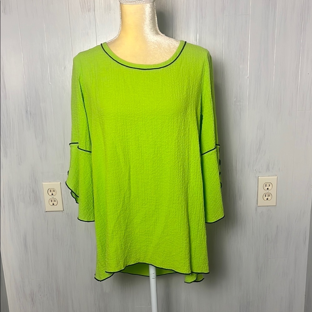 Ali Miles Neon Green Art To Wear Boho Tunic Size‎ S